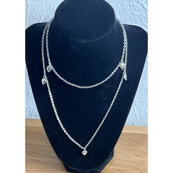 Vintage 1977 Sarah Coventry Party Hearts Double Necklace Silvertone Cottage Core - Picture 1 of 5